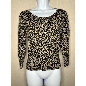 DANA BUCHMAN Womens Leopard Print Cardigan/Sweater Size XS